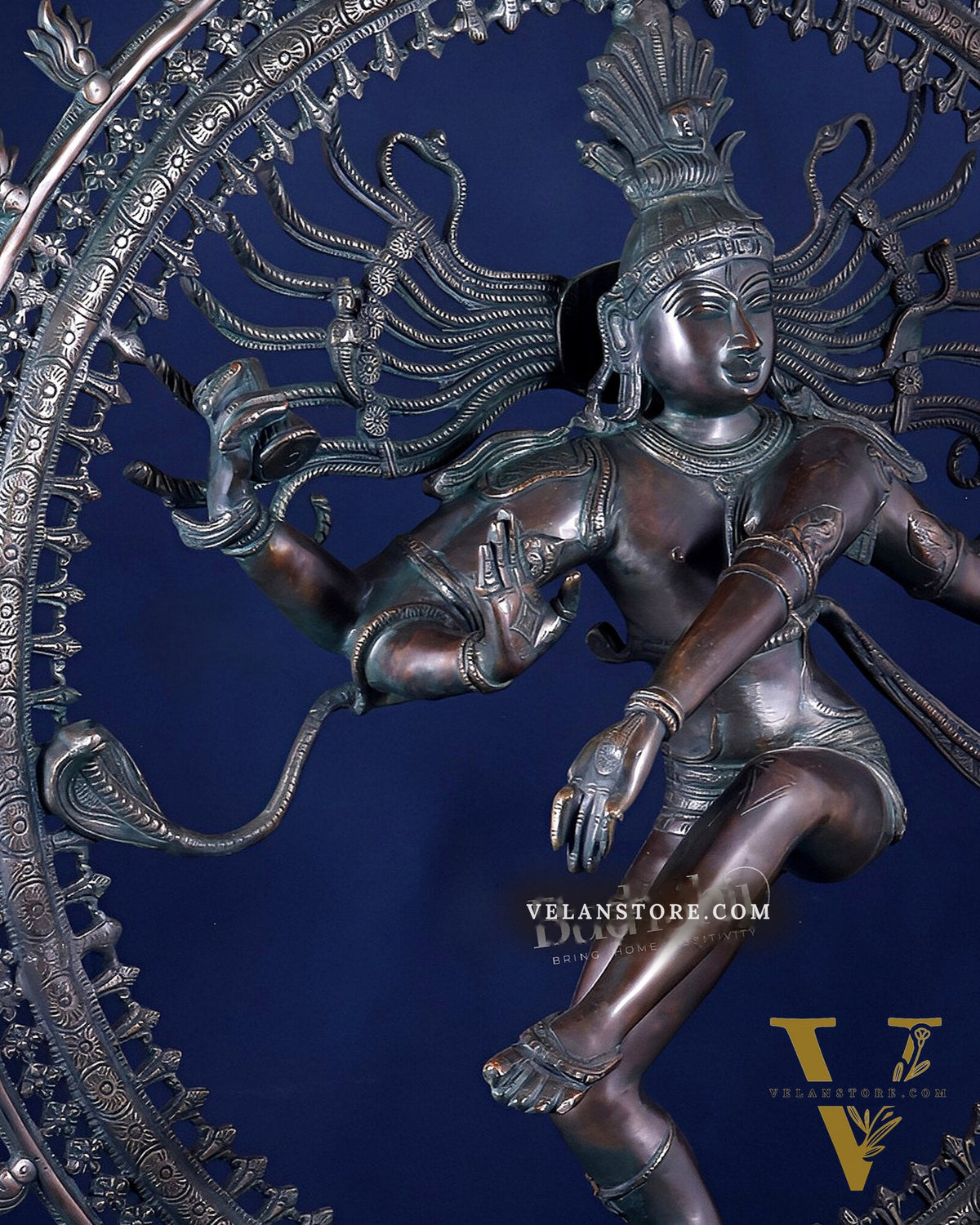 Handcrafted Brass Nataraja Statue - Height 36" Chola Black tone