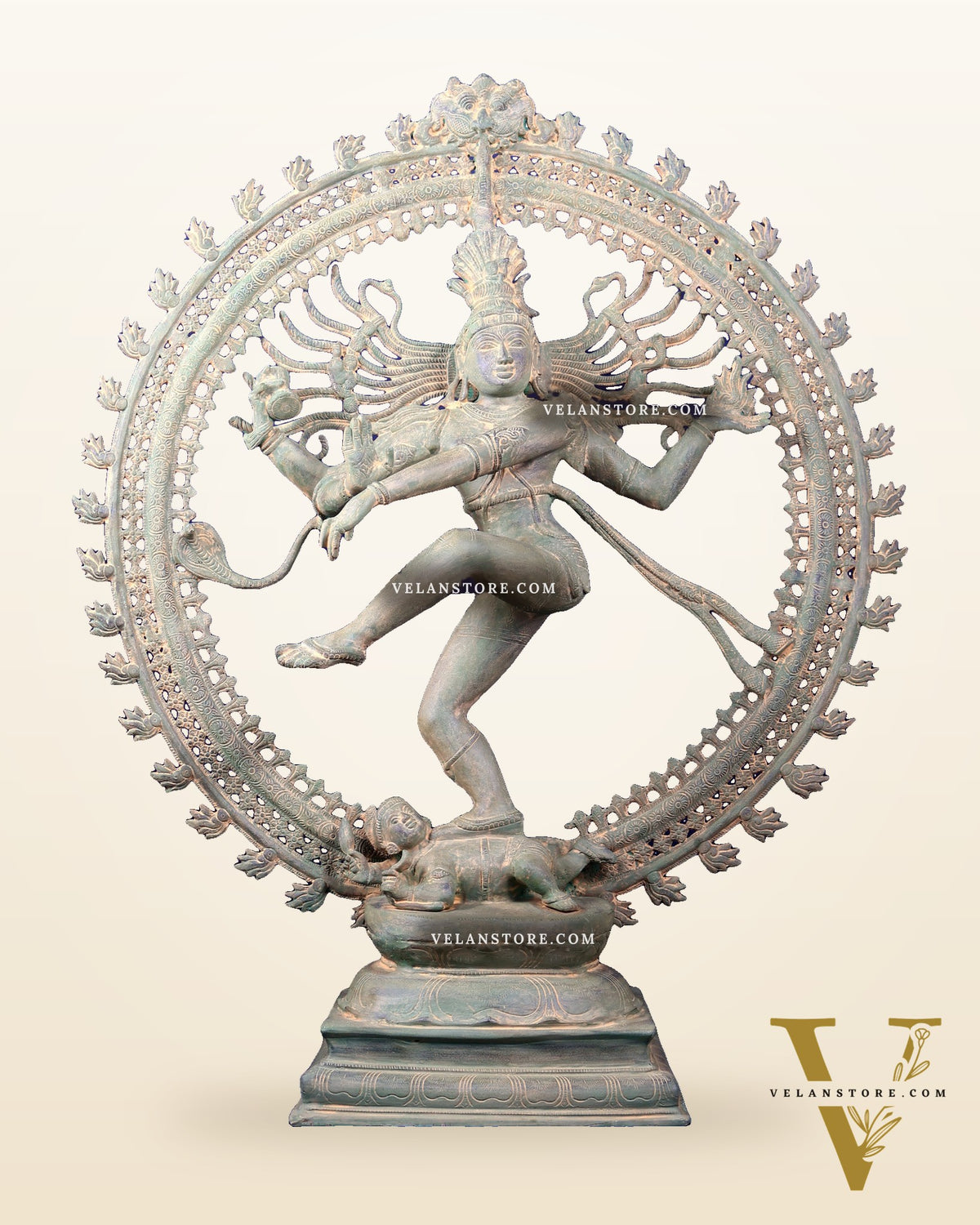 Handcrafted Brass Nataraja Statue - Height 36" Green tone