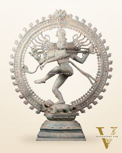 Handcrafted Brass Nataraja Statue - Height 36" Green tone