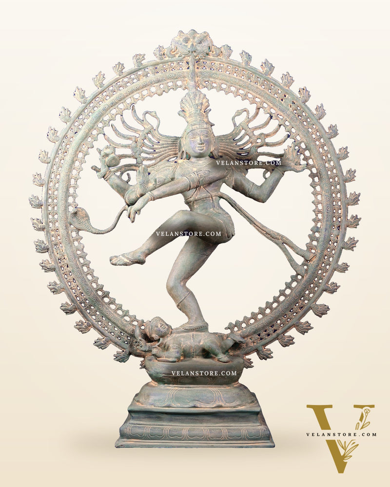Handcrafted Brass Nataraja Statue - Height 36" Green tone