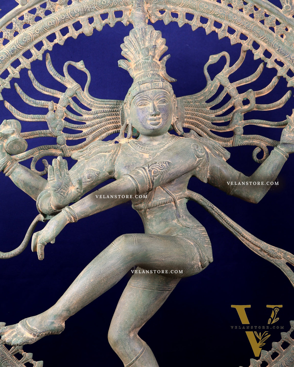 Handcrafted Brass Nataraja Statue - Height 36" Green tone