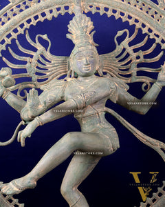 Handcrafted Brass Nataraja Statue - Height 36" Green tone