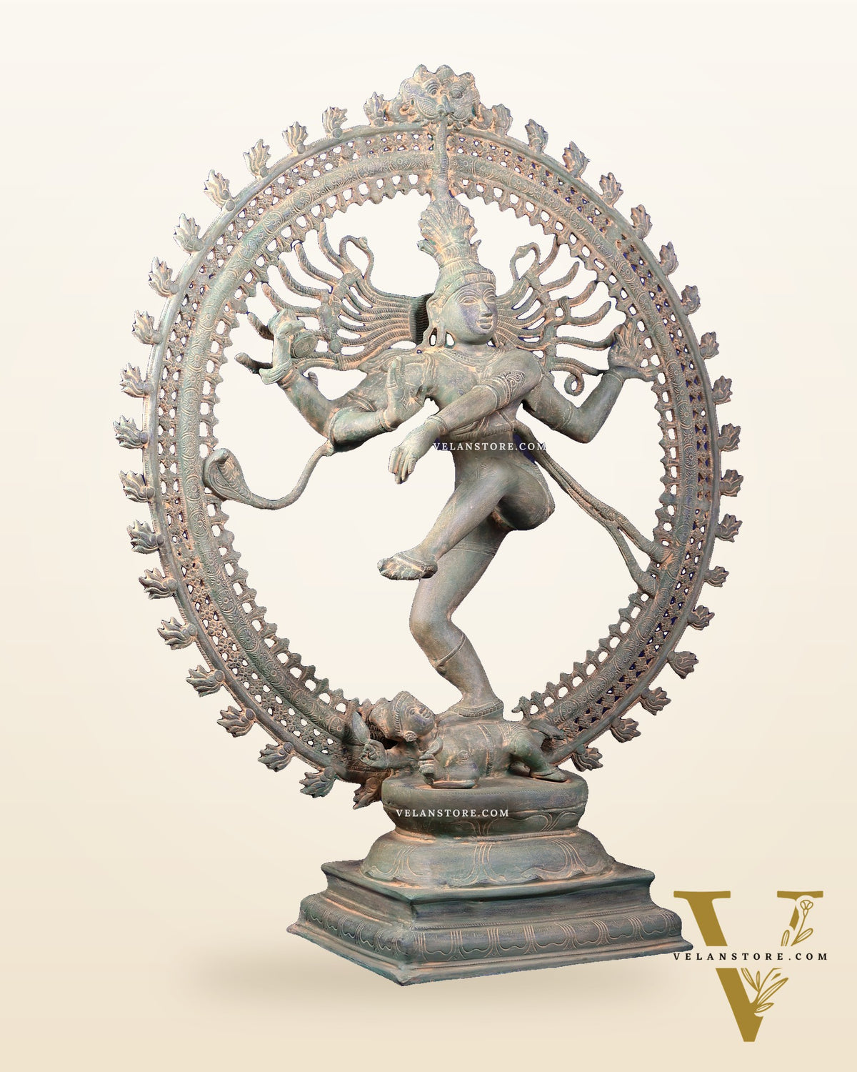 Handcrafted Brass Nataraja Statue - Height 36" Green tone