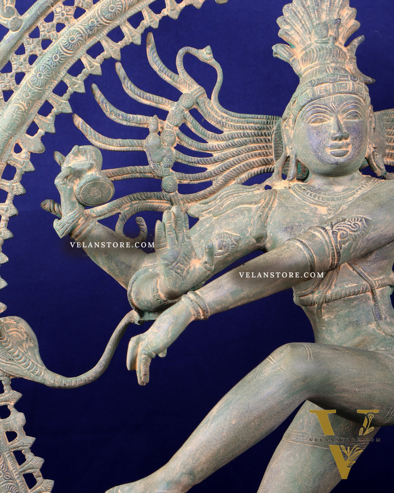 Handcrafted Brass Nataraja Statue - Height 36" Green tone