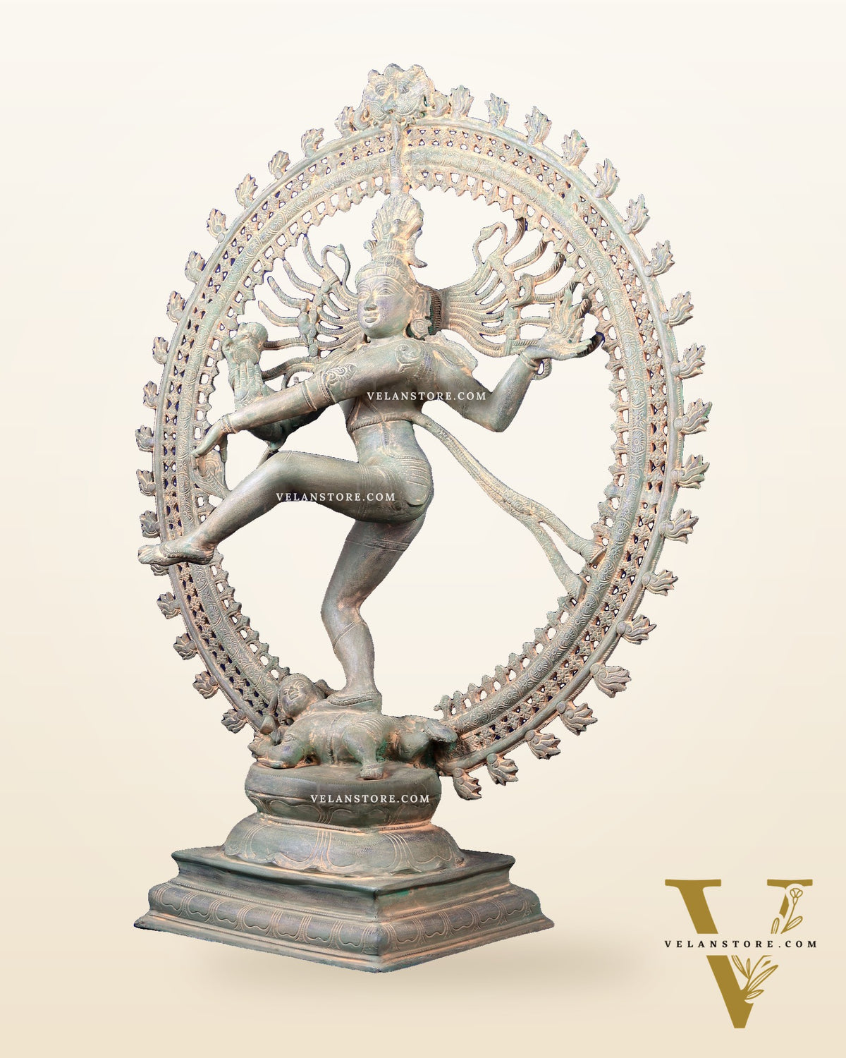 Handcrafted Brass Nataraja Statue - Height 36" Green tone