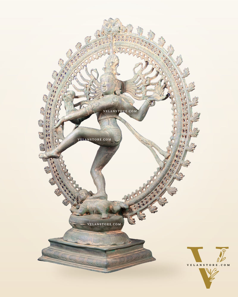Handcrafted Brass Nataraja Statue - Height 36" Green tone