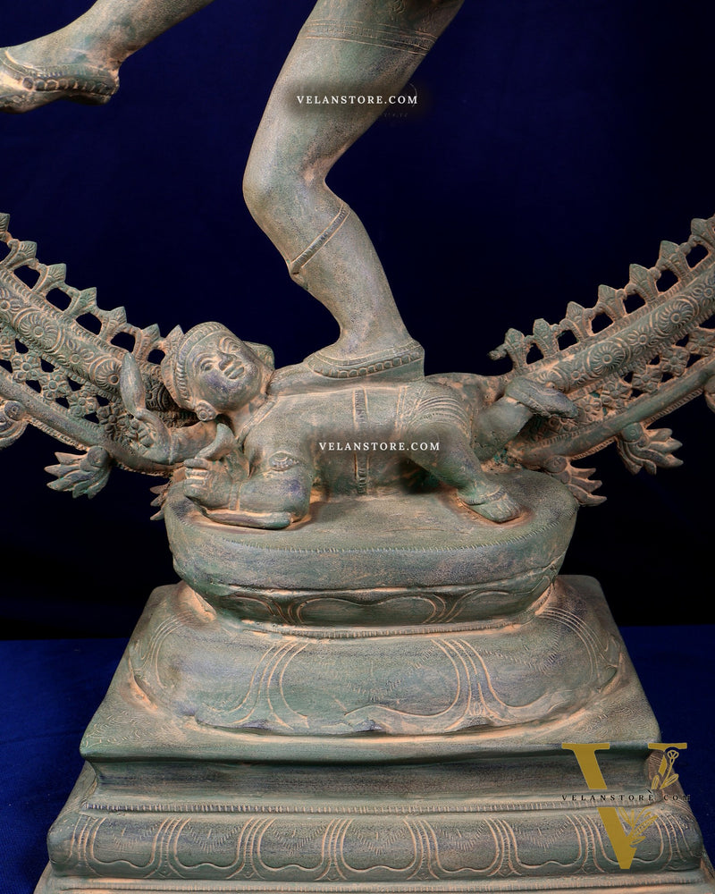 Handcrafted Brass Nataraja Statue - Height 36" Green tone