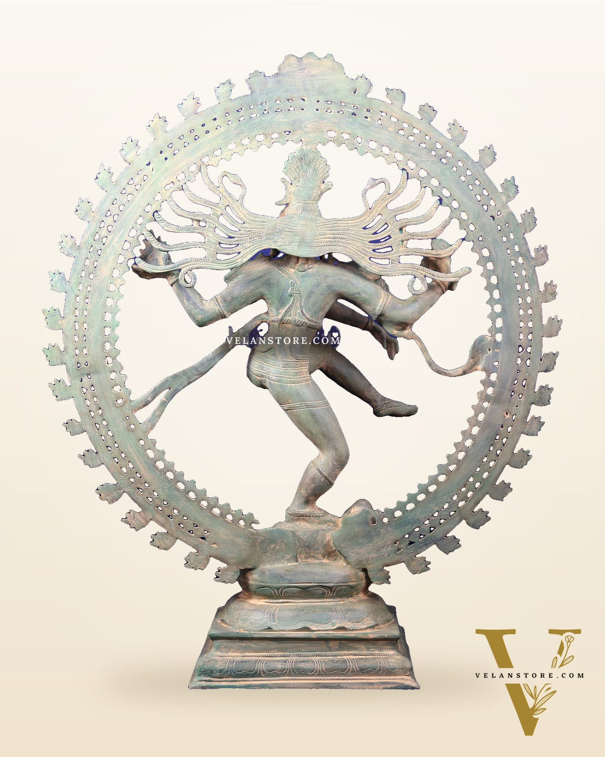 Handcrafted Brass Nataraja Statue - Height 36" Green tone