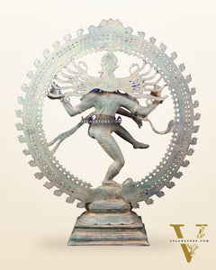 Handcrafted Brass Nataraja Statue - Height 36" Green tone
