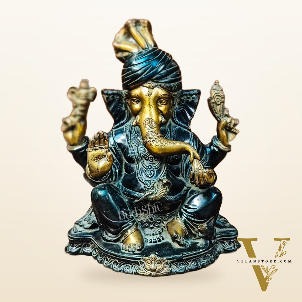 Handcrafted Brass Pagadi Ganesha Idol - 11.5" Height