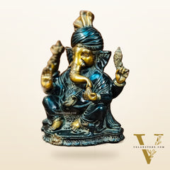 Handcrafted Brass Pagadi Ganesha Idol - 11.5" Height