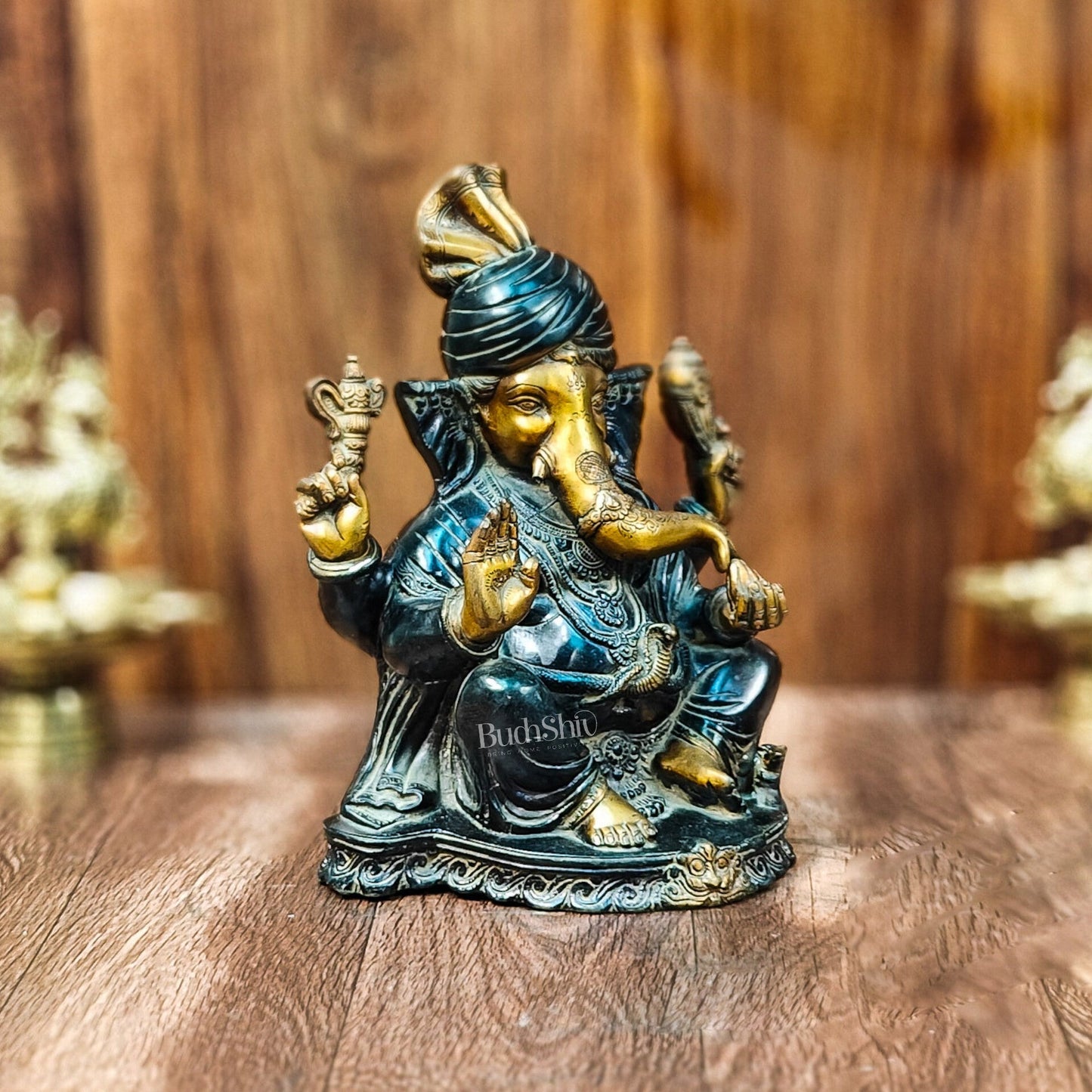 Handcrafted Brass Pagadi Ganesha Idol - 11.5" Height