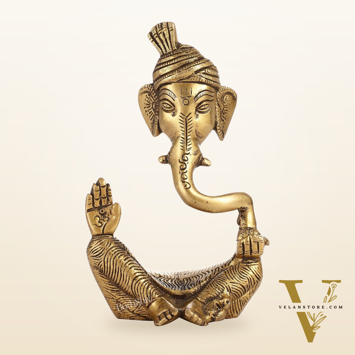 Handcrafted Brass Pagadi Ganesha Idol | 7 inch
