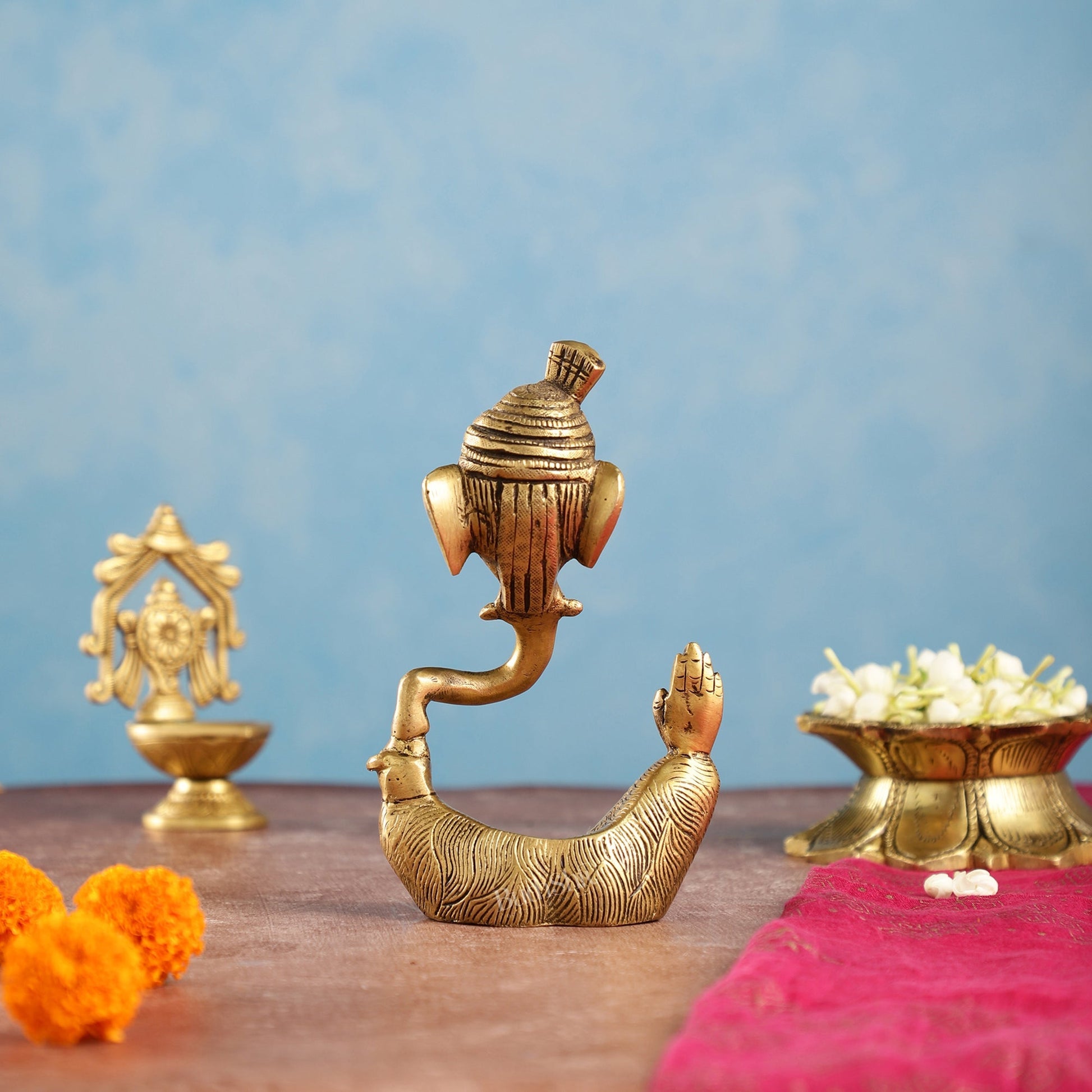 Handcrafted Brass Pagadi Ganesha Idol | 7 inch