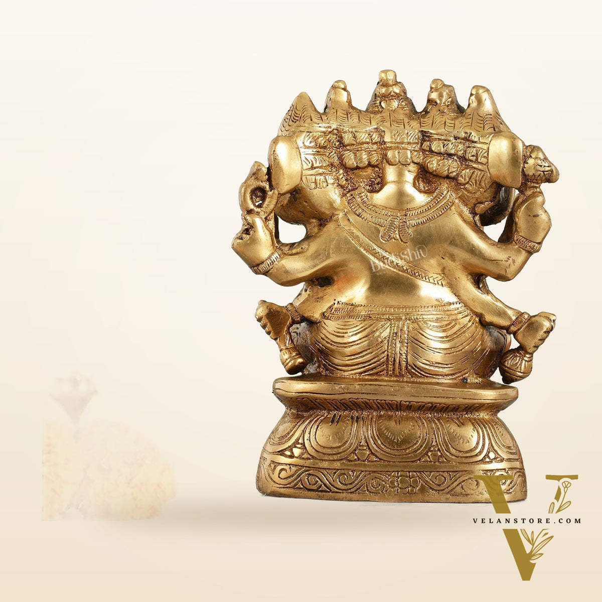 Handcrafted Brass Panchmukhi Ganesha Idol - 8 Inch