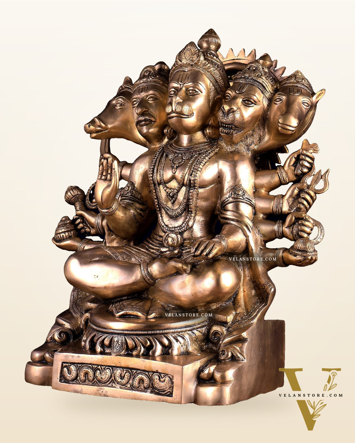 Handcrafted Brass Panchmukhi Hanuman Idol | Divine Blessings 17"