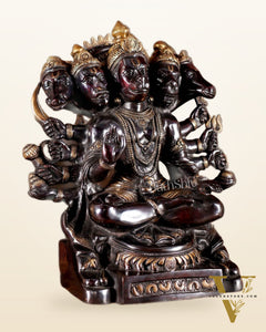 Handcrafted Brass Panchmukhi Hanuman Idol - Dual Tone black Gold - 17"