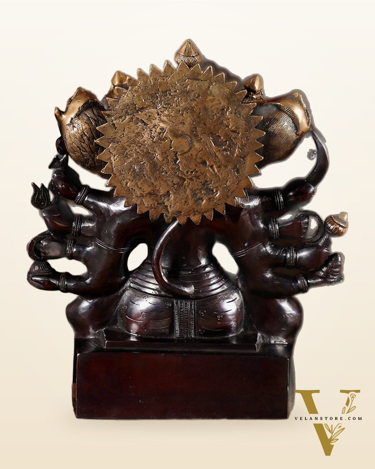 Handcrafted Brass Panchmukhi Hanuman Idol - Dual Tone black Gold - 17"