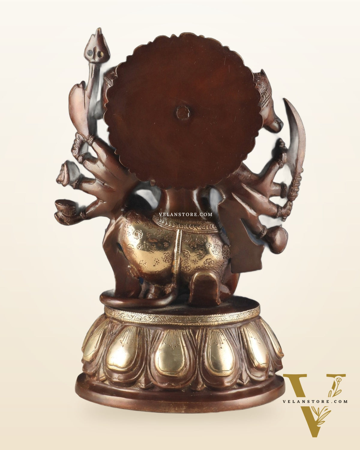 Handcrafted Brass Panchmukhi Hanuman Idol – Dual Tone Chola Finish, 13.5"