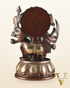 Handcrafted Brass Panchmukhi Hanuman Idol – Dual Tone Chola Finish, 13.5"