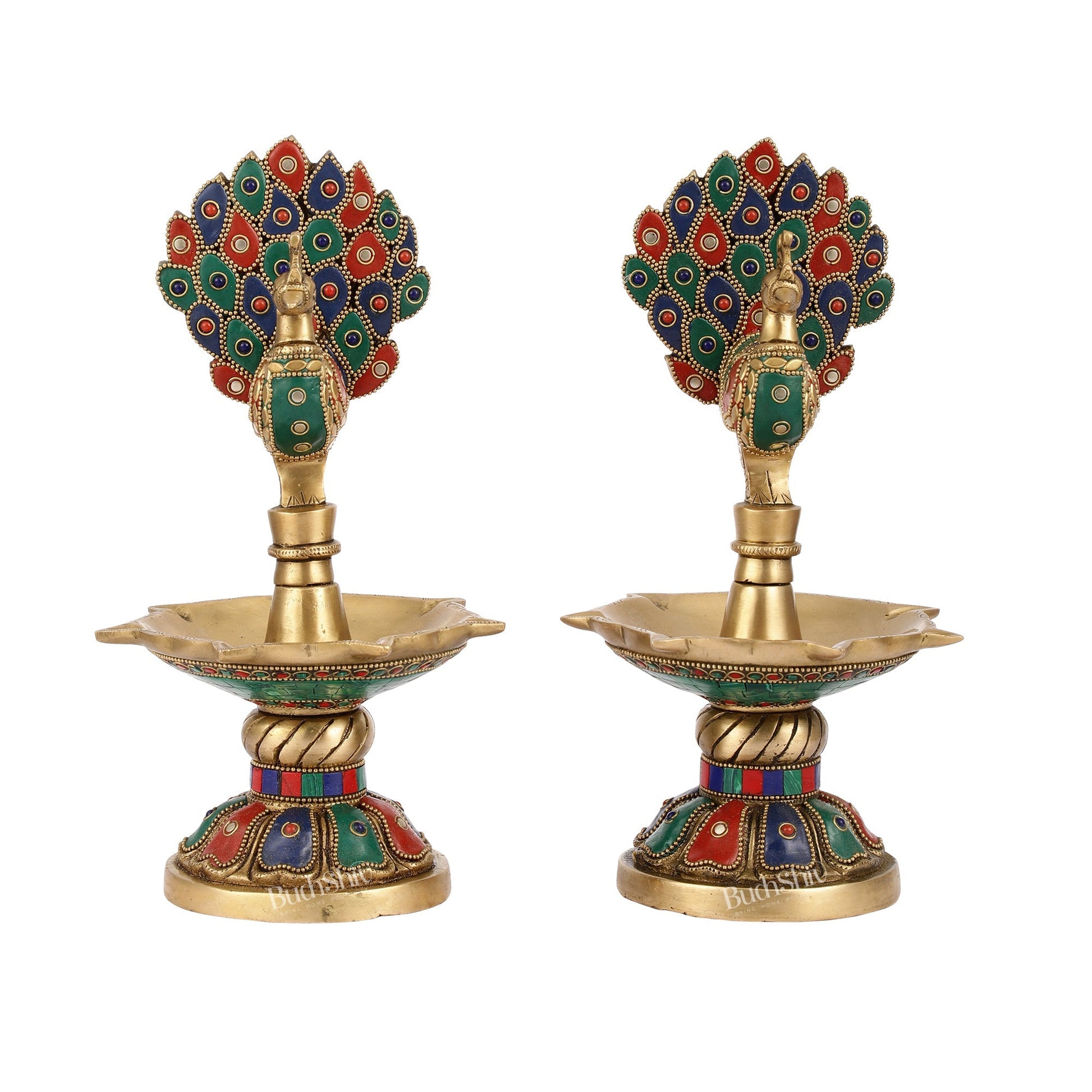 Handcrafted Brass peacock Diya - 11 inch pair