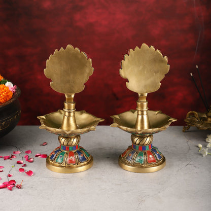 Handcrafted Brass peacock Diya - 11 inch pair