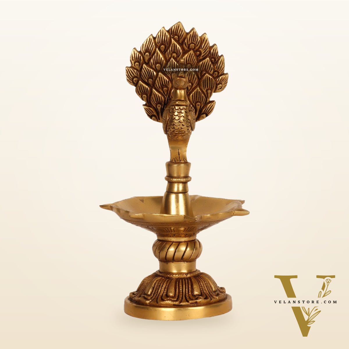 Handcrafted Brass peacock Diya - 11 inch