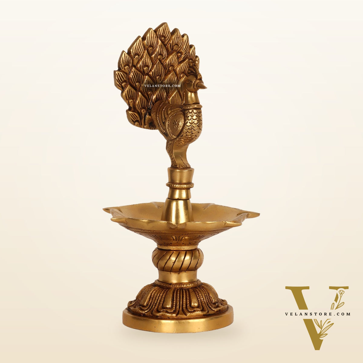Handcrafted Brass peacock Diya - 11 inch