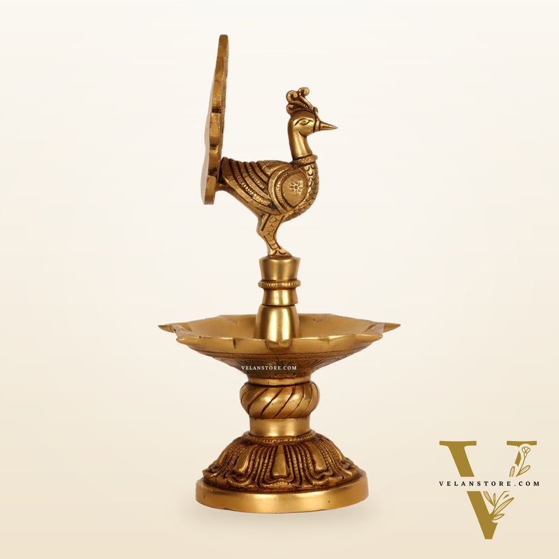 Handcrafted Brass peacock Diya - 11 inch