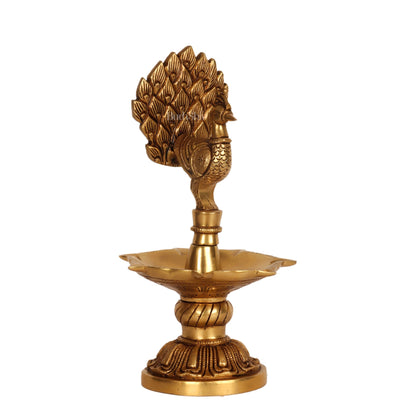 Handcrafted Brass peacock Diya - 11 inch