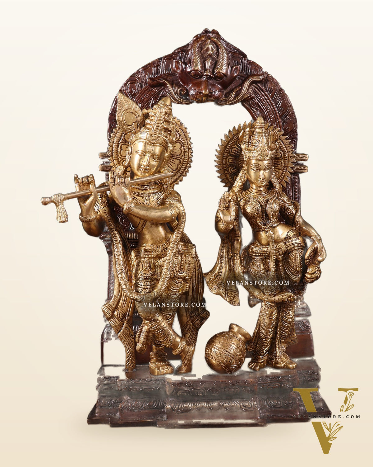 Handcrafted Brass Radha Krishna Idol dual tone 14"