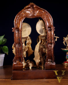 Handcrafted Brass Radha Krishna Idol dual tone 14"
