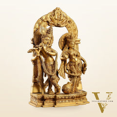 Handcrafted Brass Radha Krishna Idol - Ecstatic Posture 14 inch