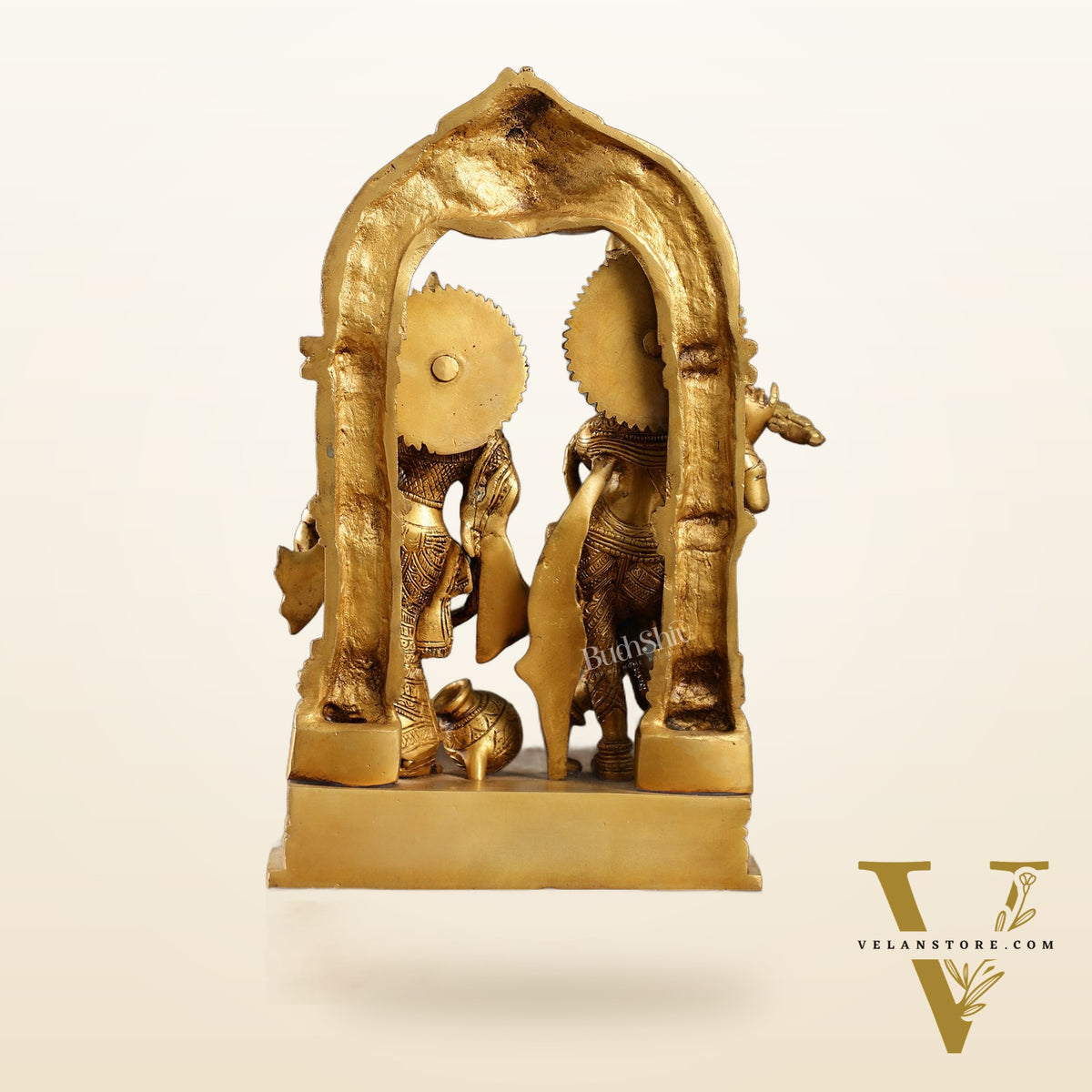 Handcrafted Brass Radha Krishna Idol - Ecstatic Posture 14 inch