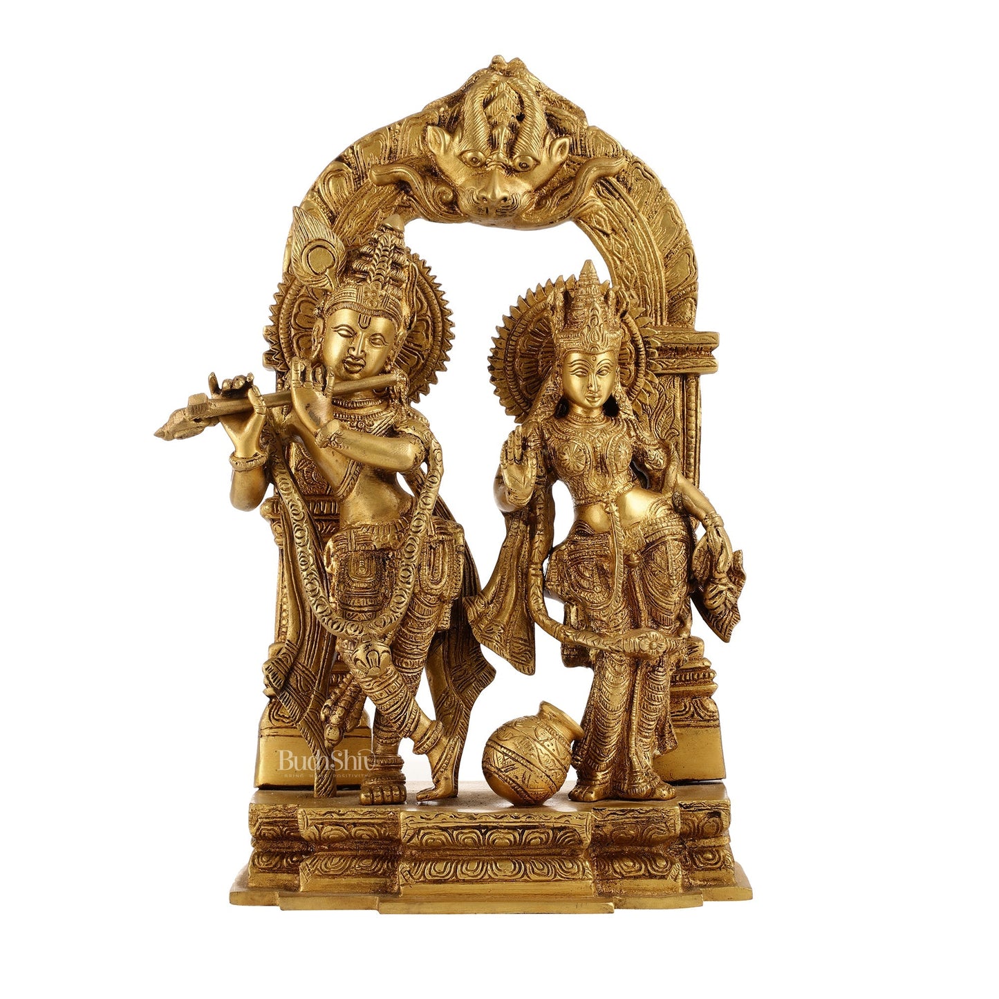 Handcrafted Brass Radha Krishna Idol - Ecstatic Posture 14 inch