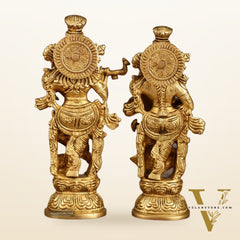 Handcrafted Brass Radha Krishna Idol Pair | 9.5 Inch Height