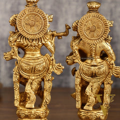 Handcrafted Brass Radha Krishna Idol Pair | 9.5 Inch Height