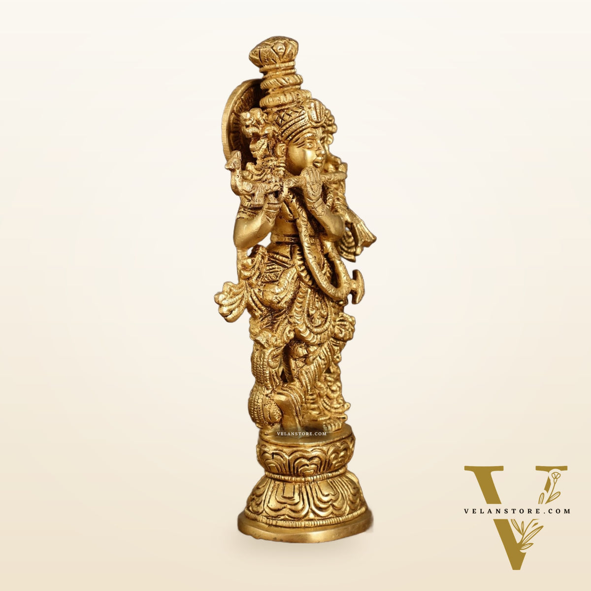 Handcrafted Brass Radha Krishna Idol Pair | 9.5 Inch Height