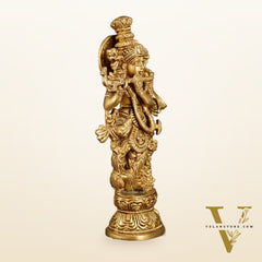 Handcrafted Brass Radha Krishna Idol Pair | 9.5 Inch Height