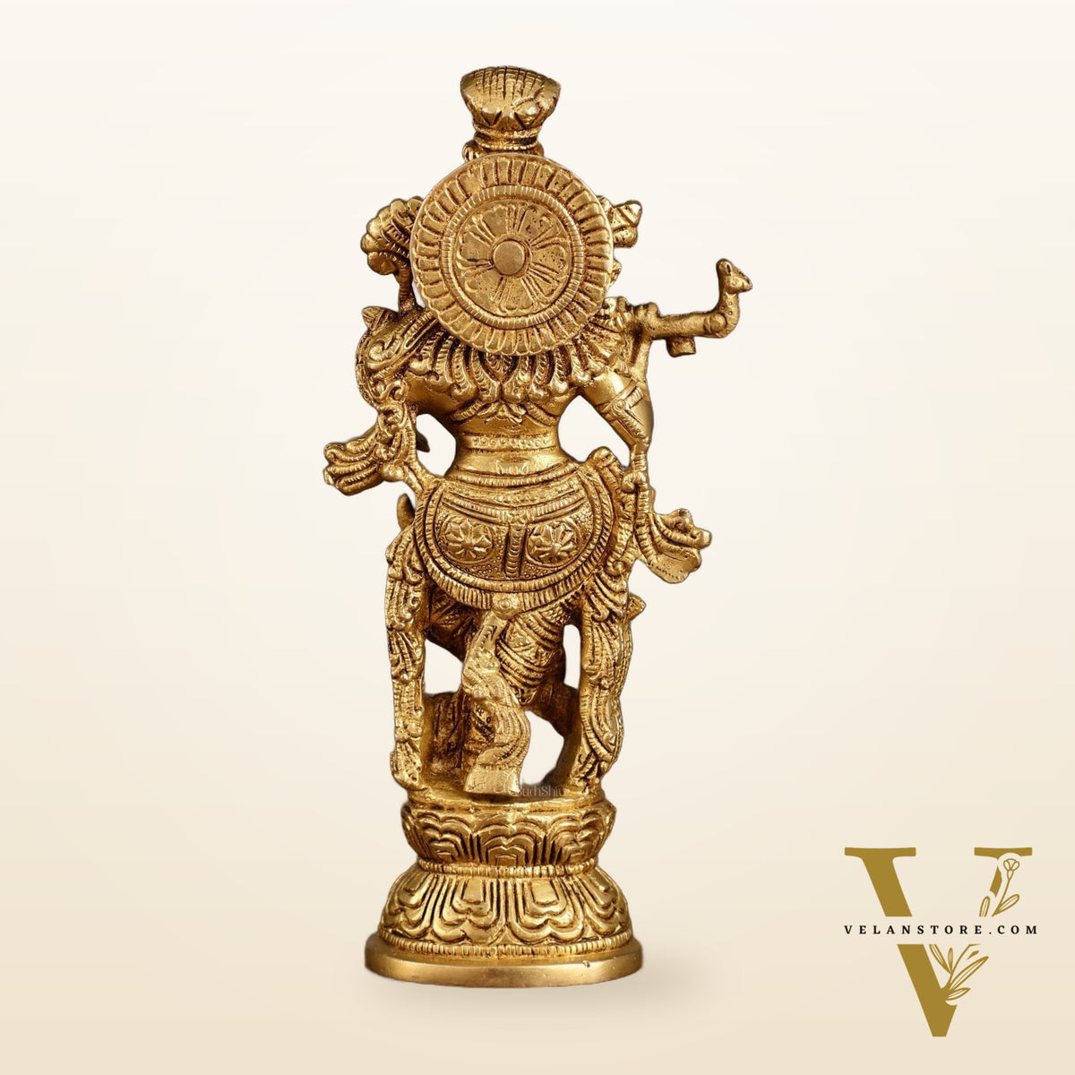Handcrafted Brass Radha Krishna Idol Pair | 9.5 Inch Height