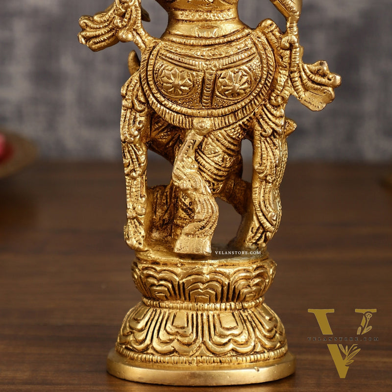 Handcrafted Brass Radha Krishna Idol Pair | 9.5 Inch Height