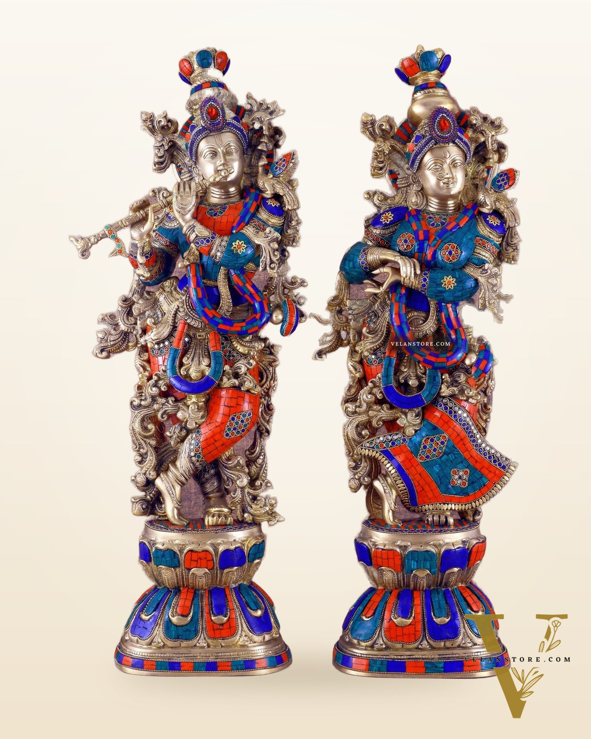Handcrafted Brass Radha Krishna Idols 30 inch
