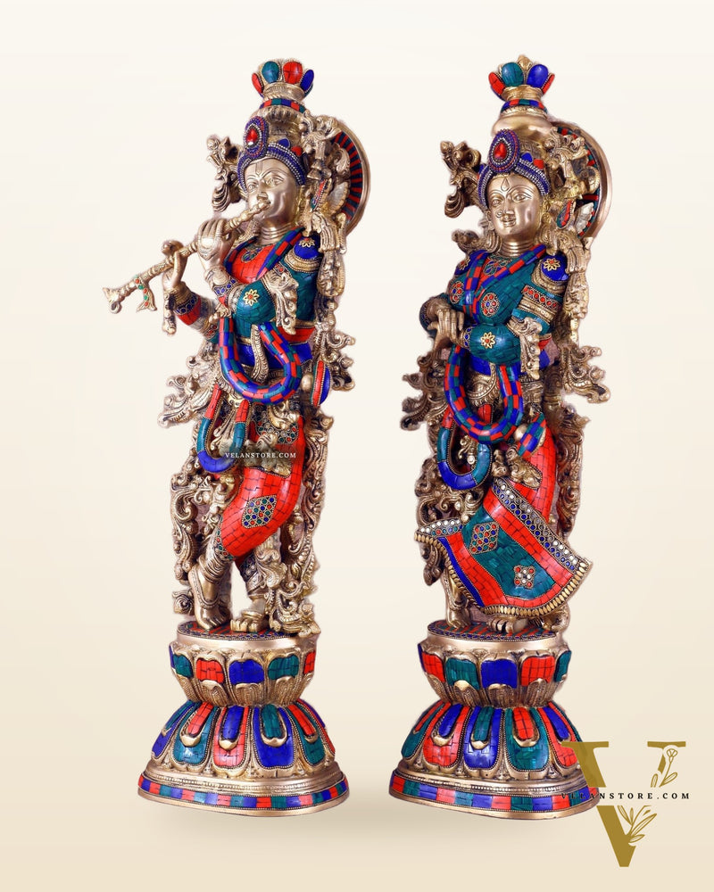 Handcrafted Brass Radha Krishna Idols 30 inch