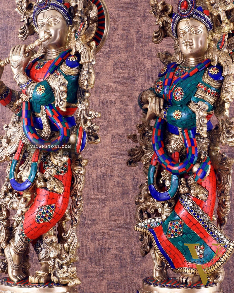 Handcrafted Brass Radha Krishna Idols 30 inch