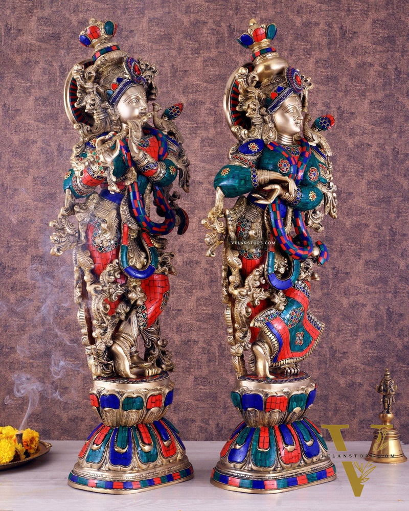 Handcrafted Brass Radha Krishna Idols 30 inch