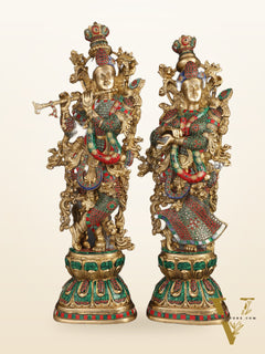 Handcrafted Brass Radha Krishna Idols 30"