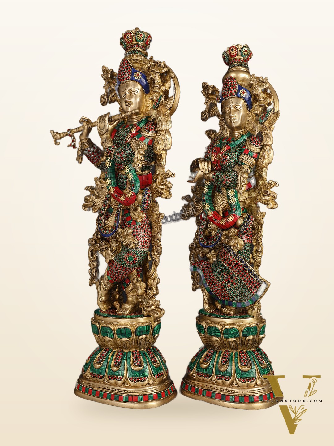Handcrafted Brass Radha Krishna Idols 30"