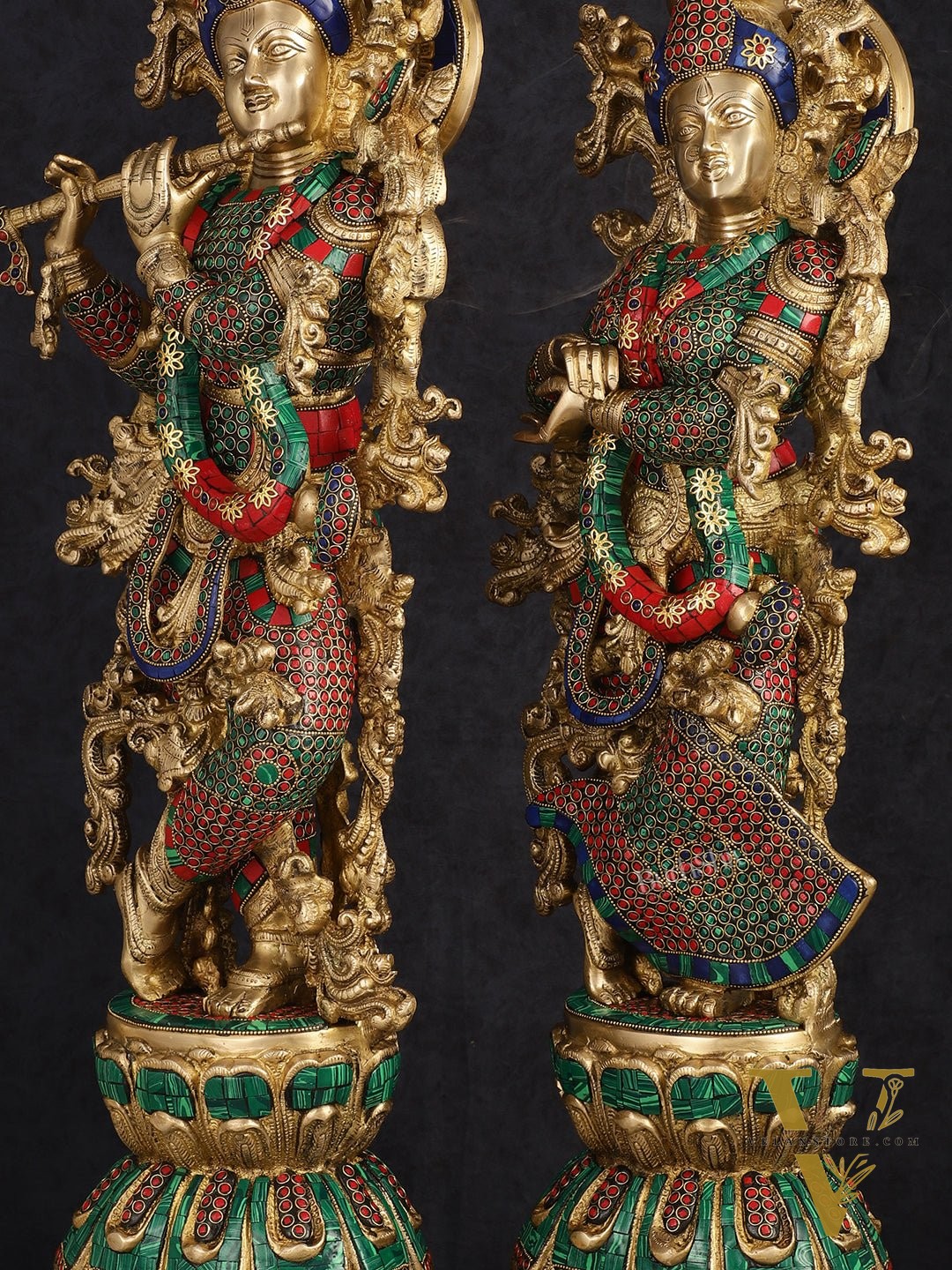 Handcrafted Brass Radha Krishna Idols 30"
