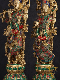 Handcrafted Brass Radha Krishna Idols 30"