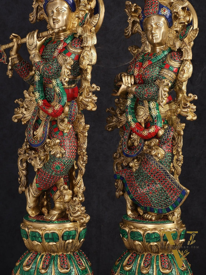 Handcrafted Brass Radha Krishna Idols 30"